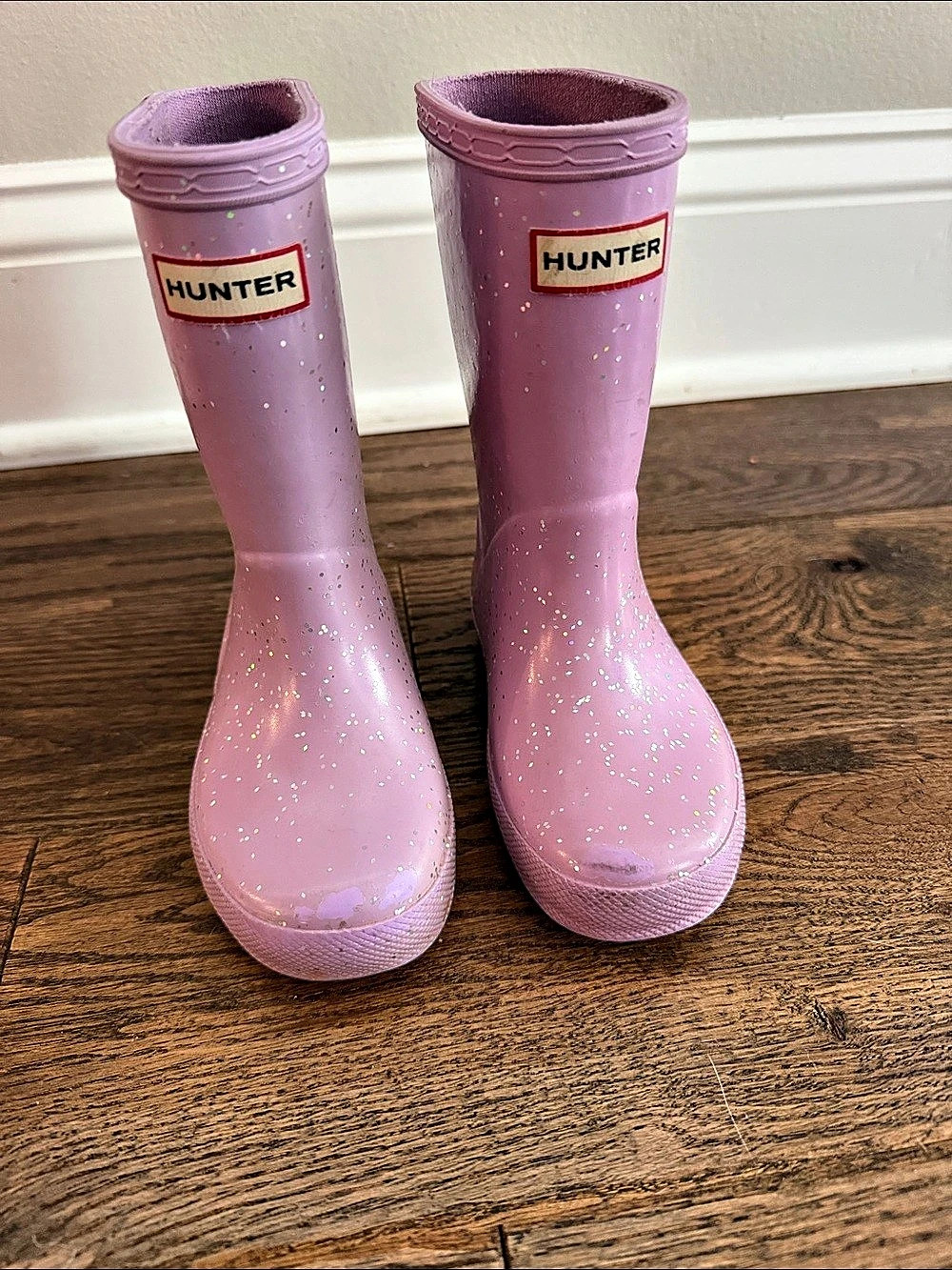 Hunter Kids Glitter Wellington Boots Pink- size US 8